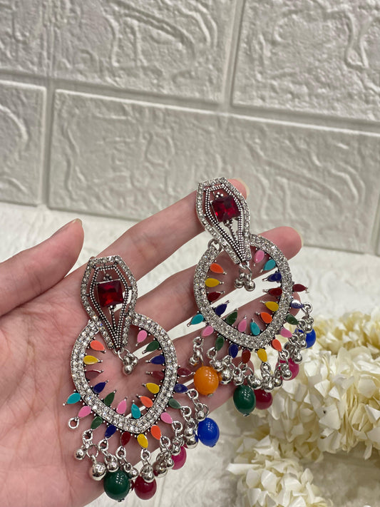 Fizza earring silver and multi(Sheharbano)