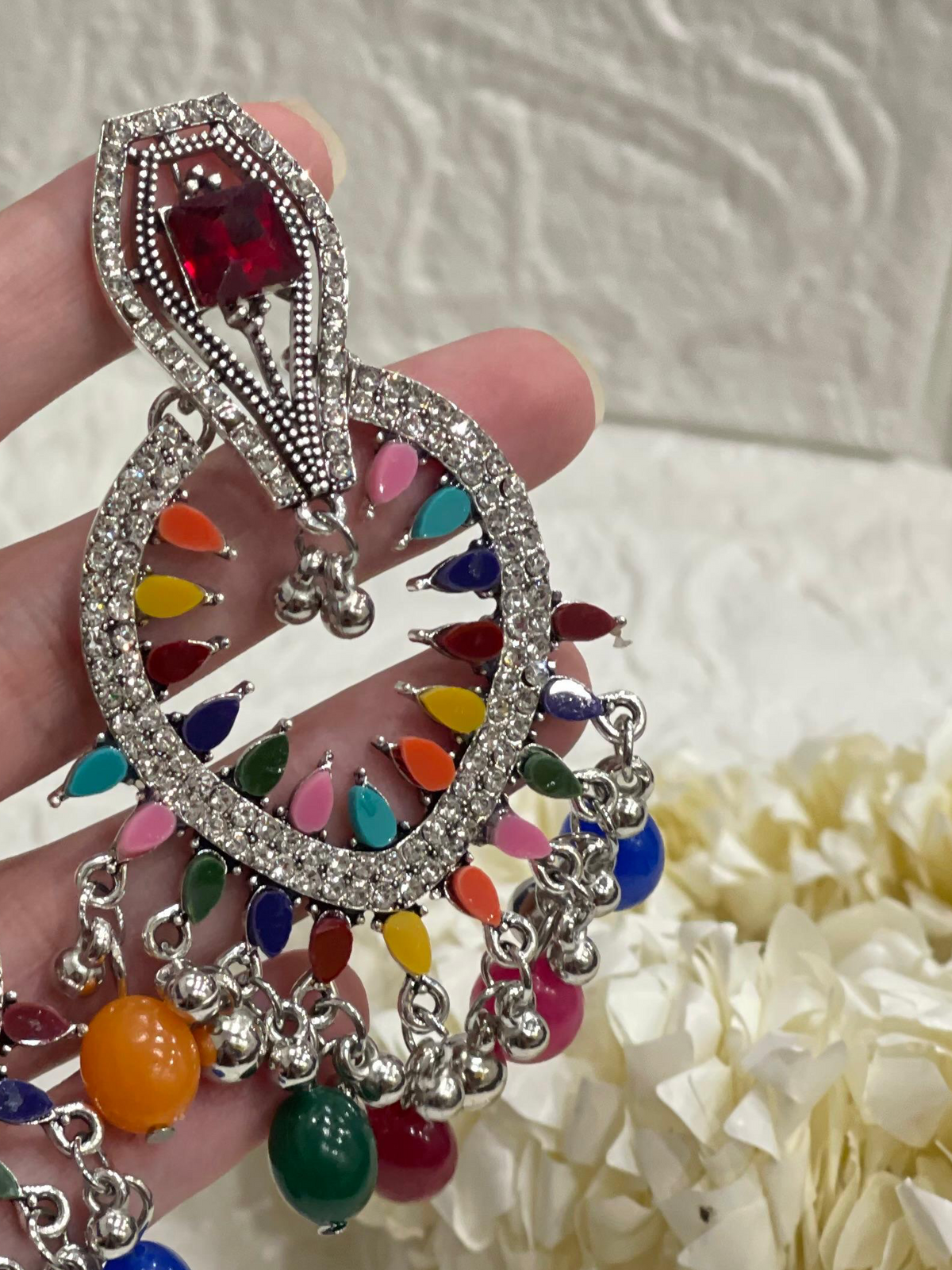 Fizza earring silver and multi(Sheharbano)