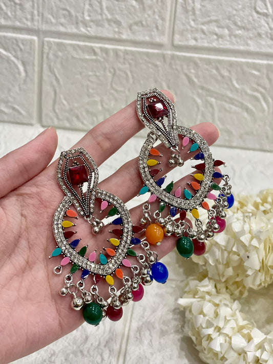 Fizza earring silver and multi(Sheharbano)