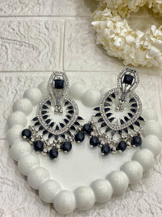 Fizza earring silver and black(Sheharbano)