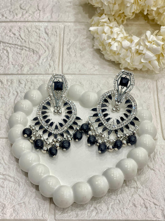 Fizza earring silver and black(Sheharbano)