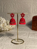 red Flower matt jhumki- (Zartabbano)