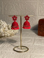 red Flower matt jhumki- (Zartabbano)