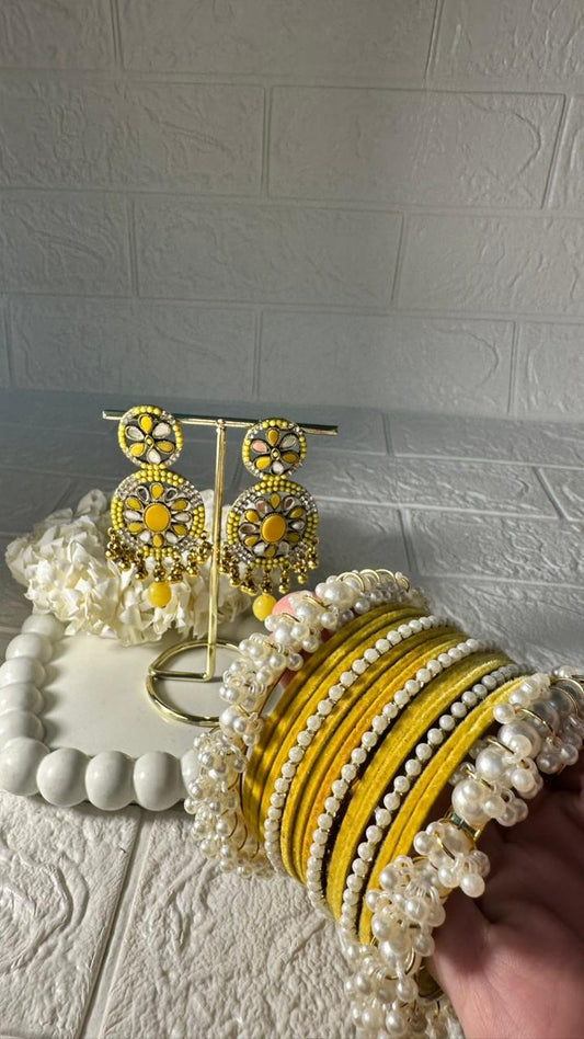 Velvet moti rani Bundle yellow