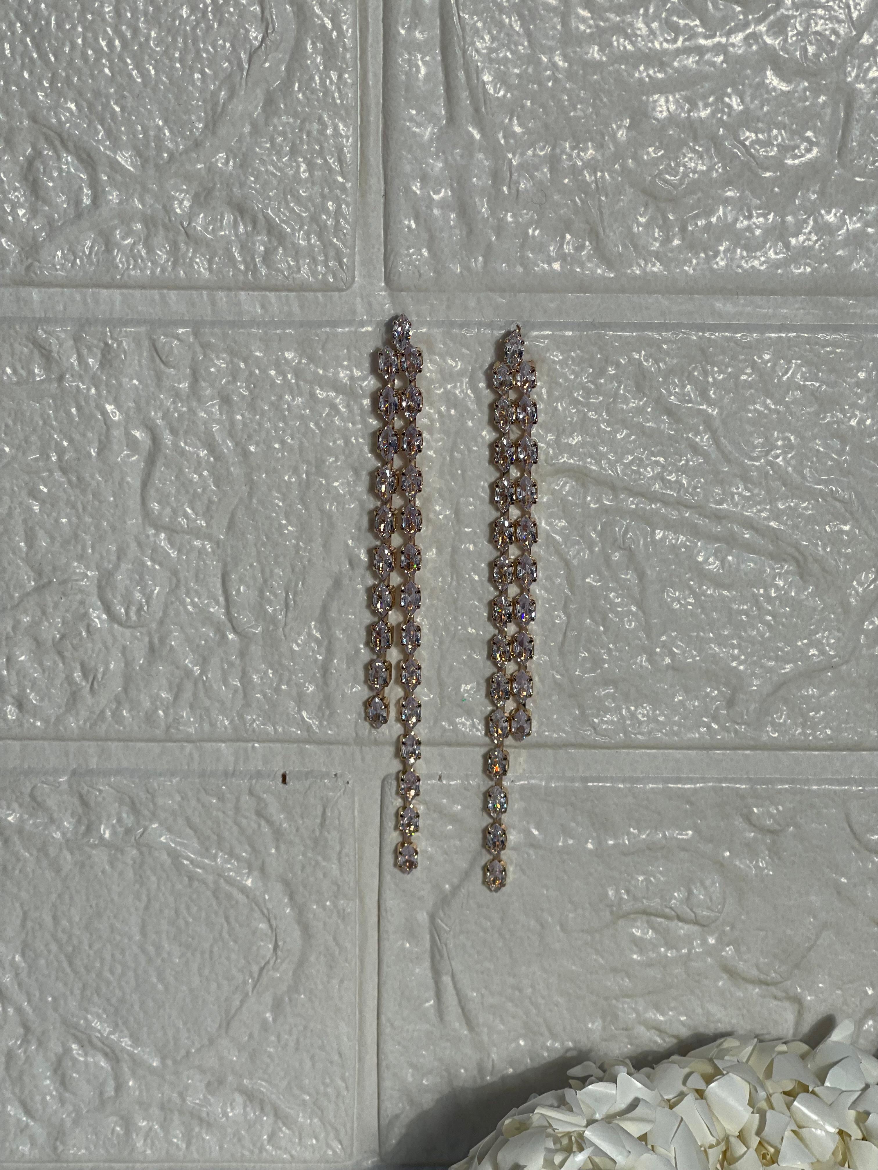 Double gem earrings-gold(Mahnoorbano)