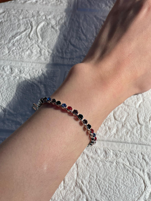 Beaded Prism bracelet silver and multi-(Mahnoorbano)