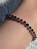 Beaded Prism bracelet silver and multi-(Mahnoorbano)