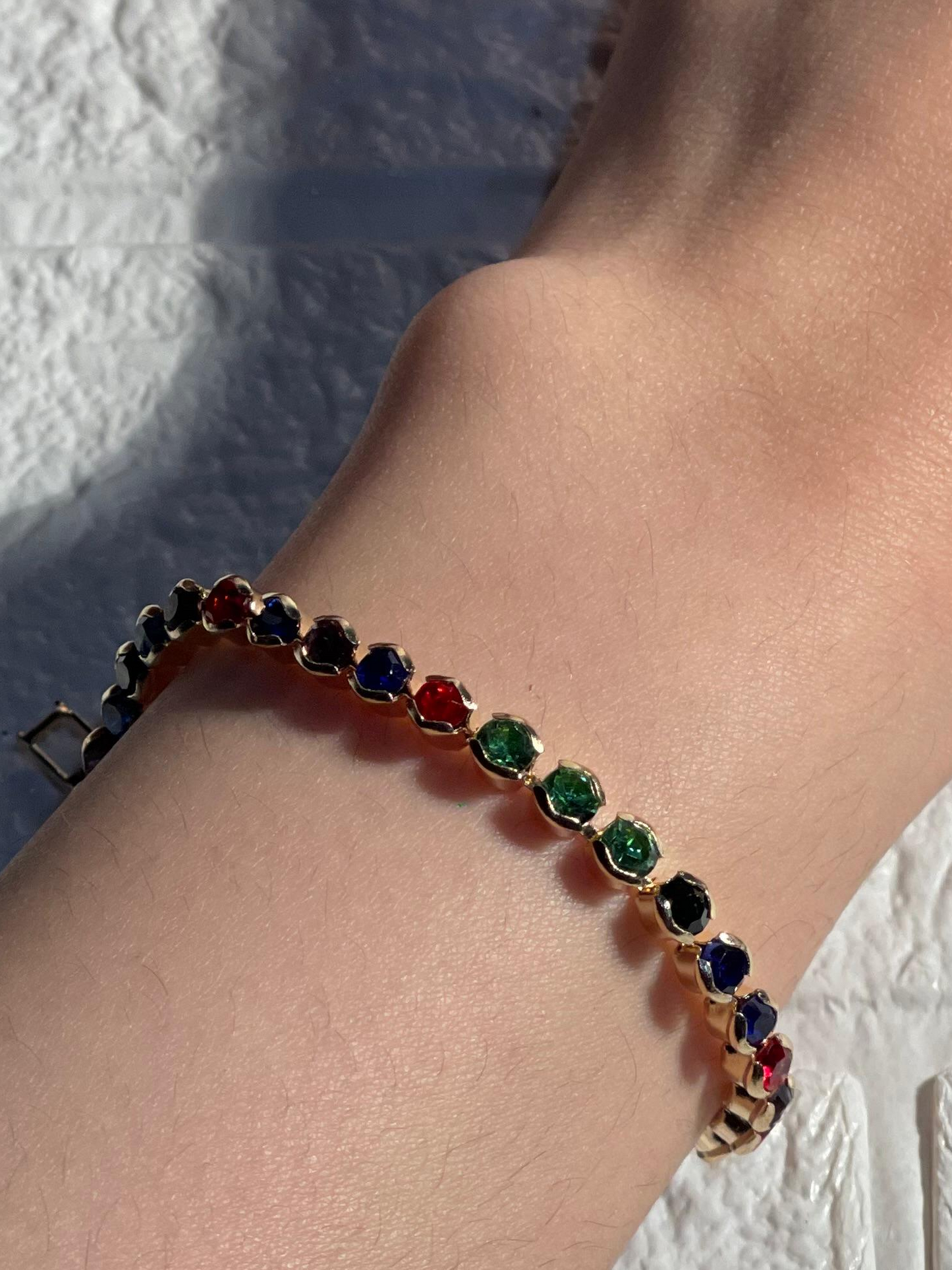 Beaded Prism bracelet-multi and gold(Mahnoorbano)