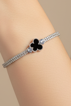 butterfly bracelet black and silver(Mahnoorbano)