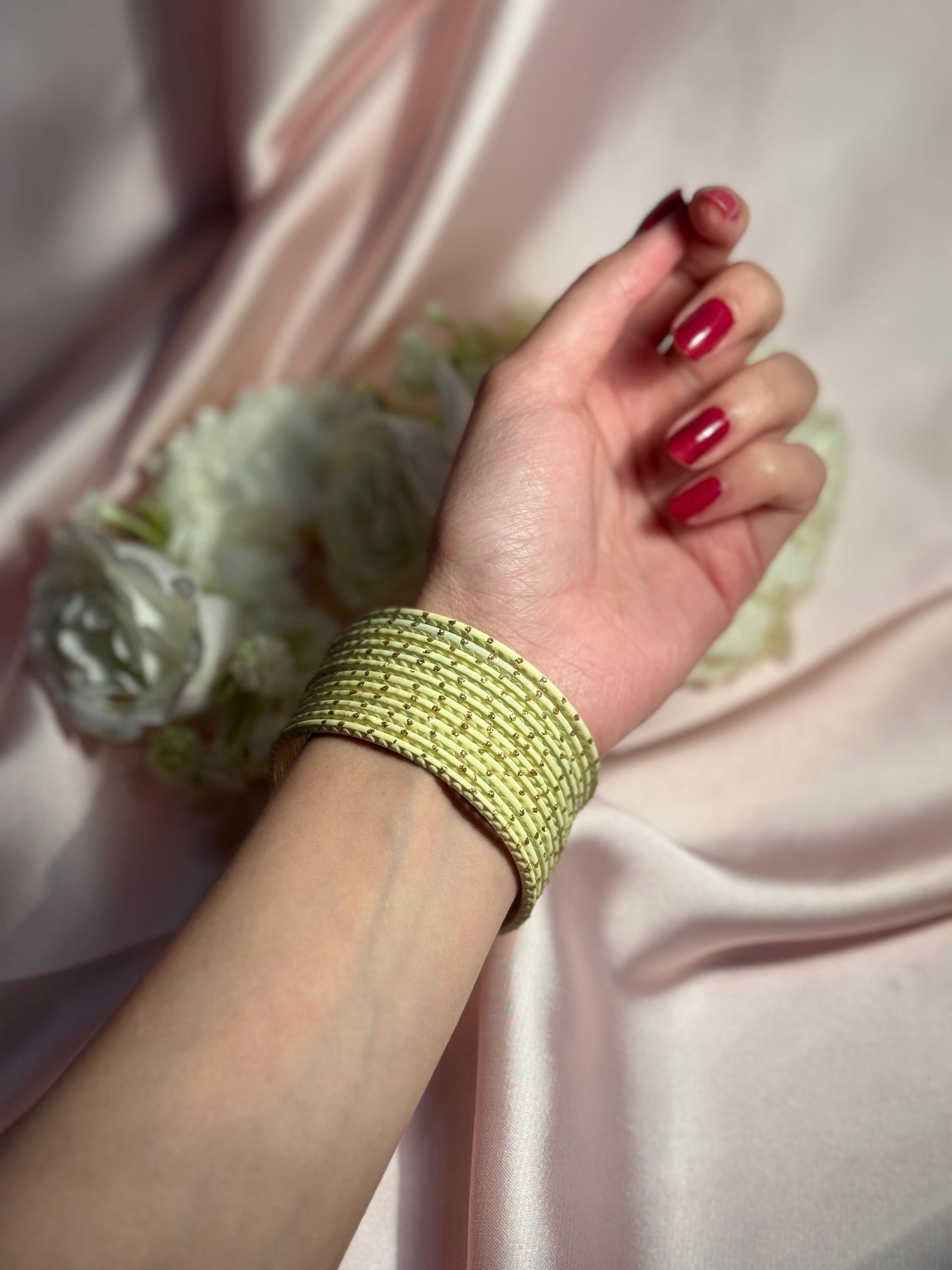 Basant bangles- 12 bangles light yellow