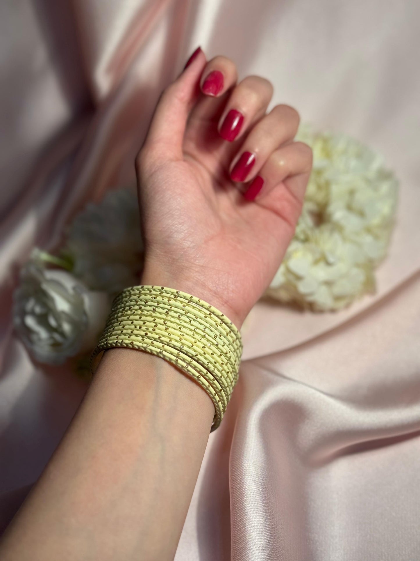 Basant bangles- 12 bangles light yellow