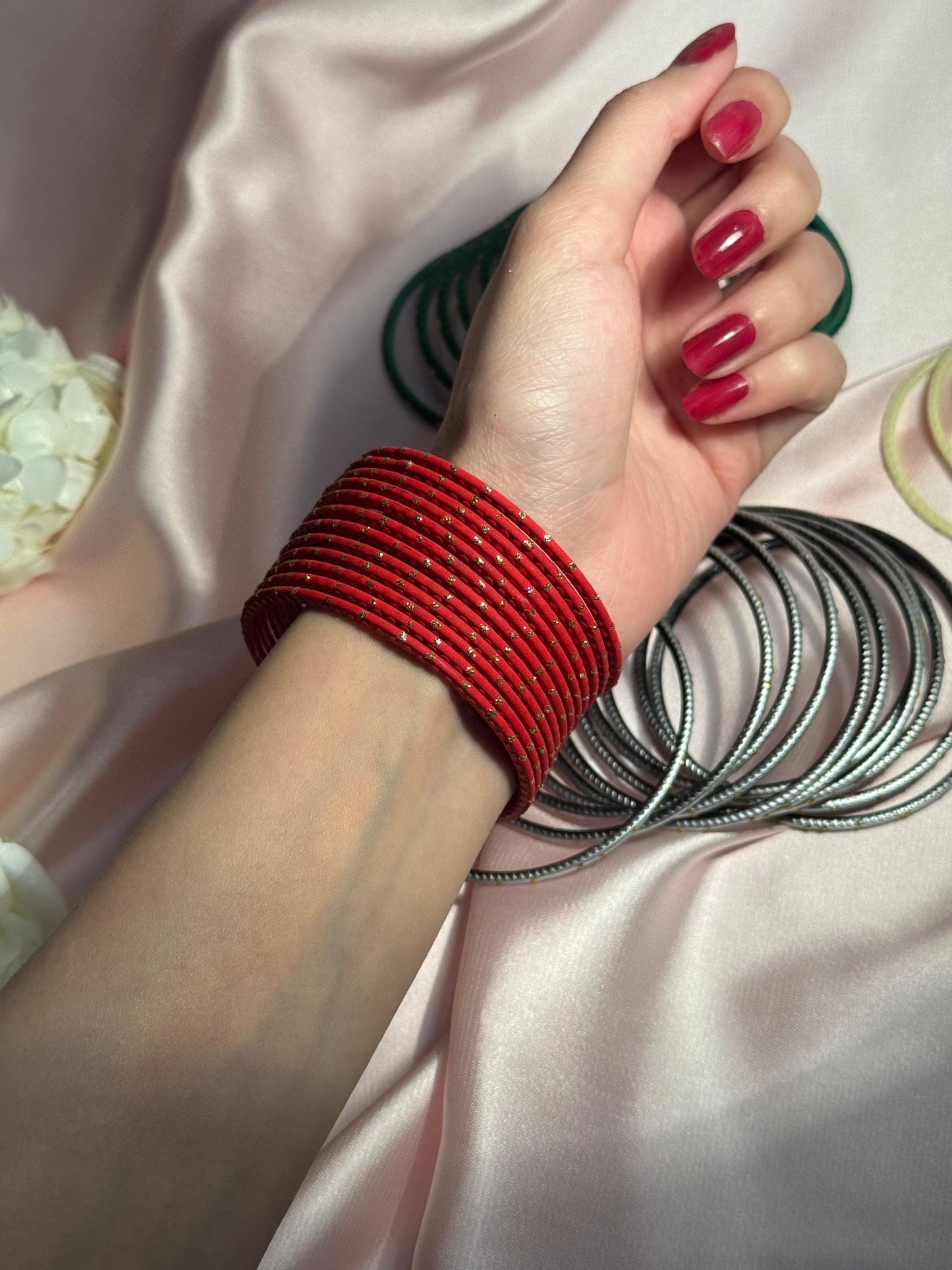 Basant bangles- 12 bangles red
