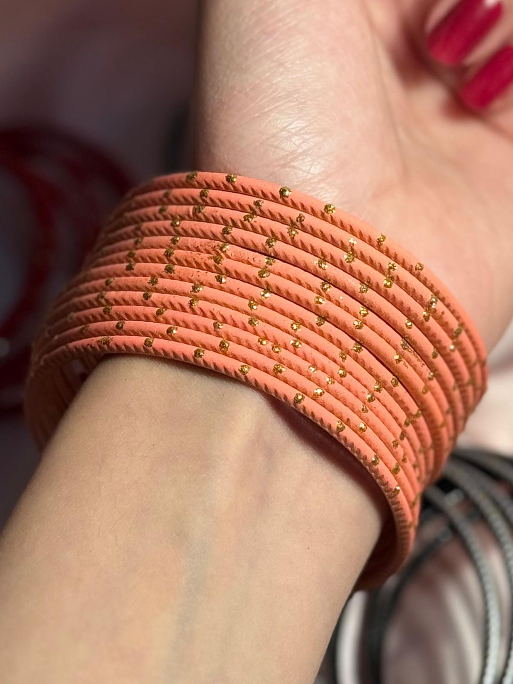 Basant bangles- 12 bangles light orange