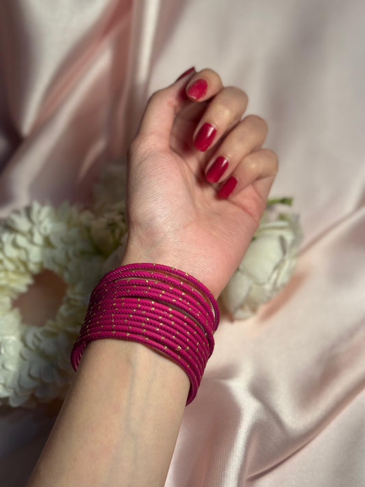 Basant bangles- 12 bangles Dark Pink