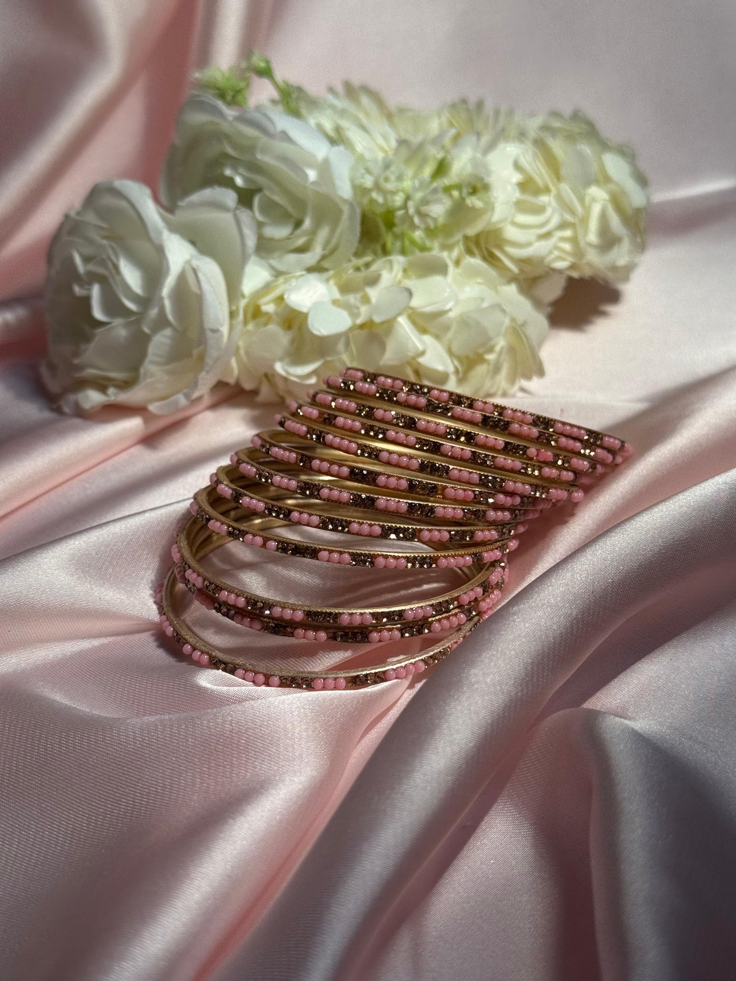 Neha Bangles (tea pink and Gold)