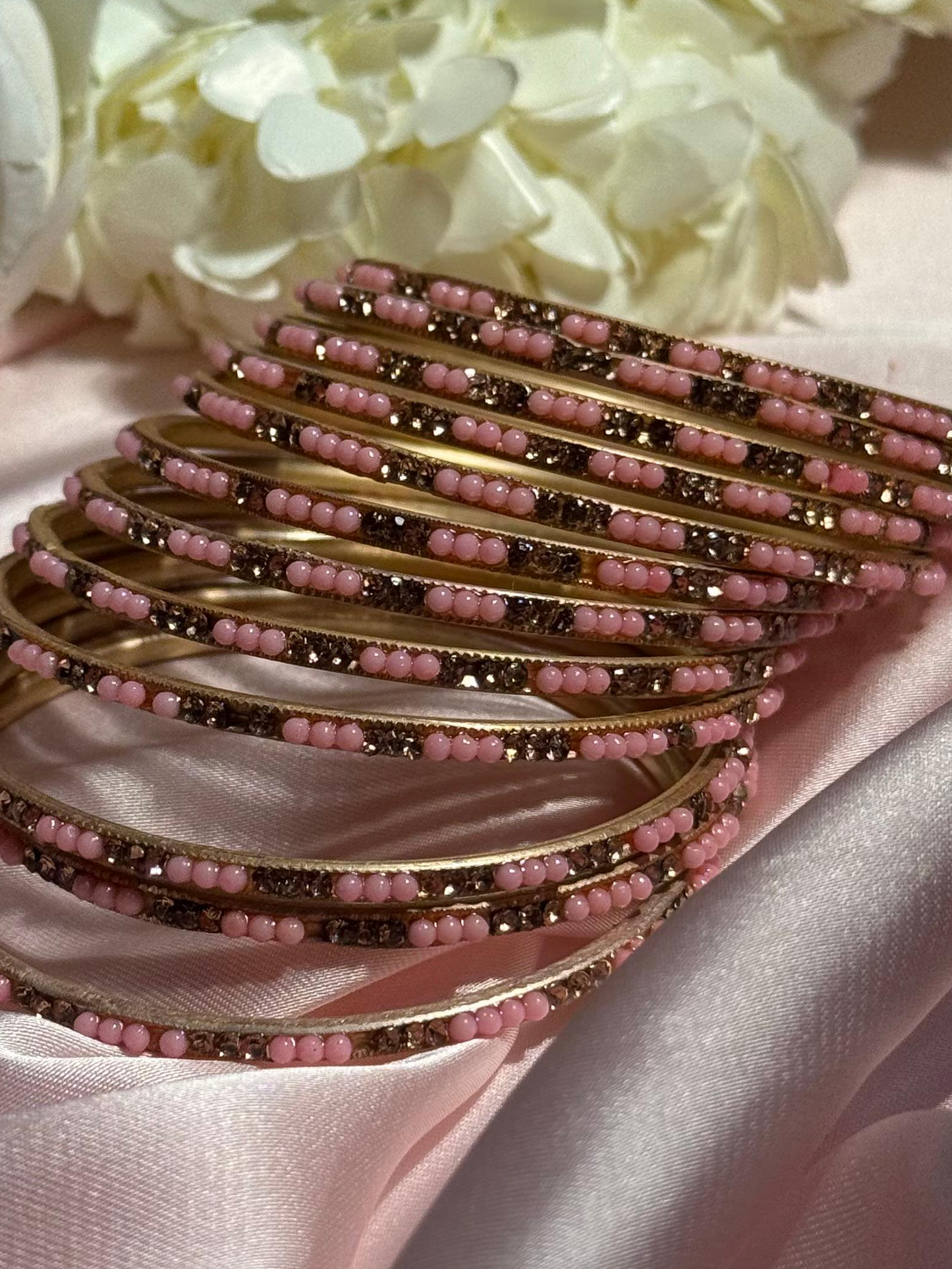 Neha Bangles (tea pink and Gold)