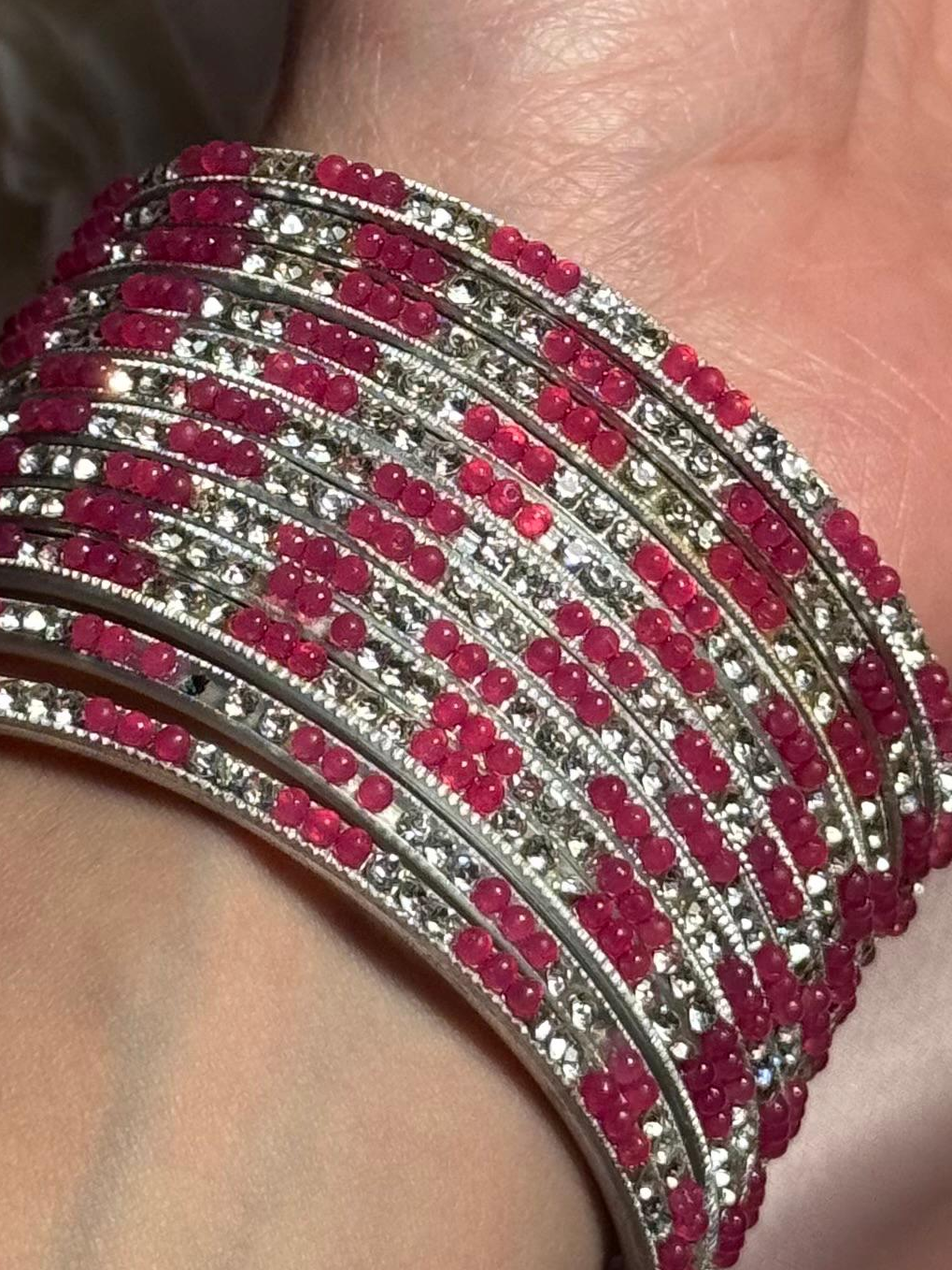 Neha Bangles (Pink and Silver)