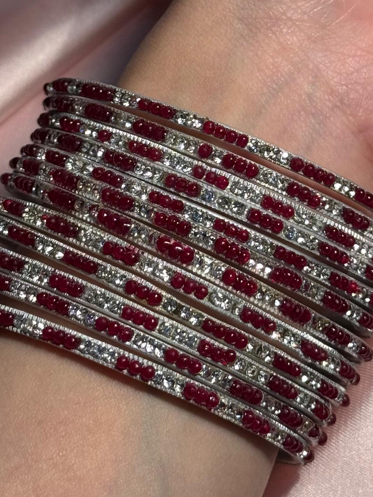 Neha Bangles (Brown, Silver and Pearl)