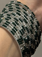 Neha Bangles (Green and Silver)