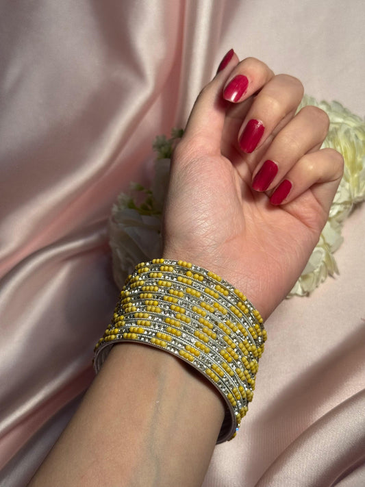 Neha Bangles (Yellow and silver )