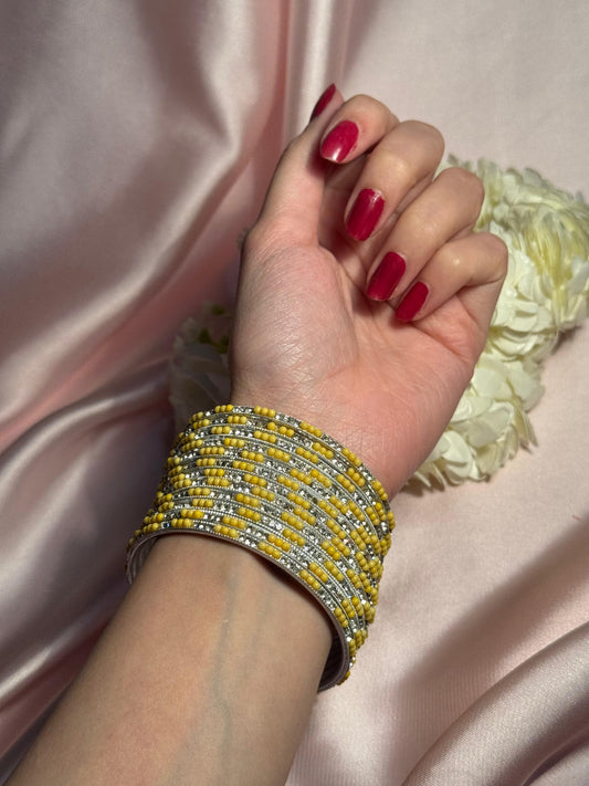 Neha Bangles (Yellow and silver )