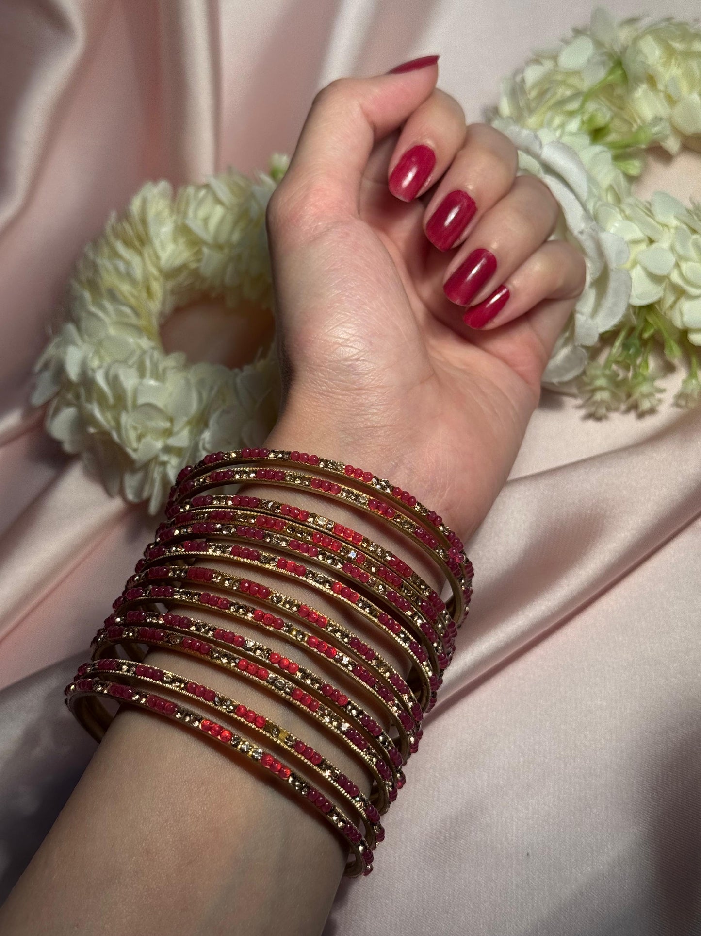 Neha Bangles (gold and hot pink)