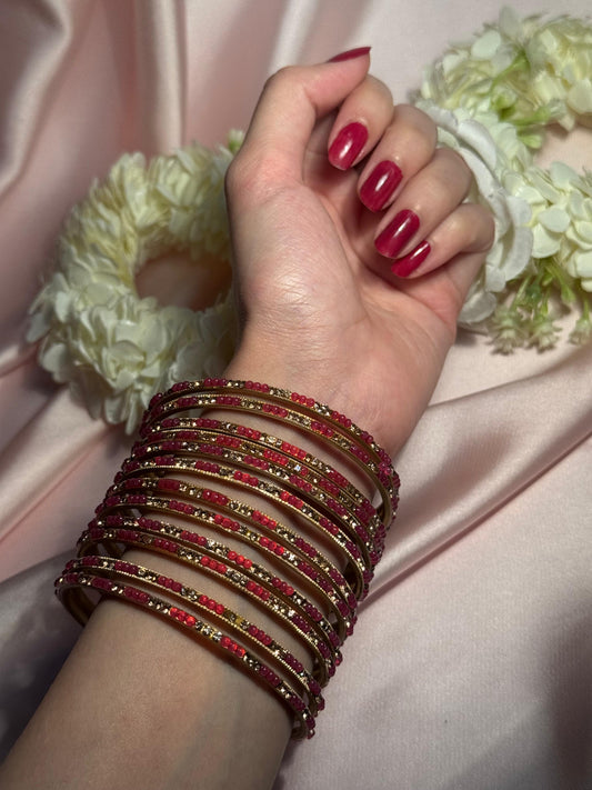 Neha Bangles (gold and hot pink)