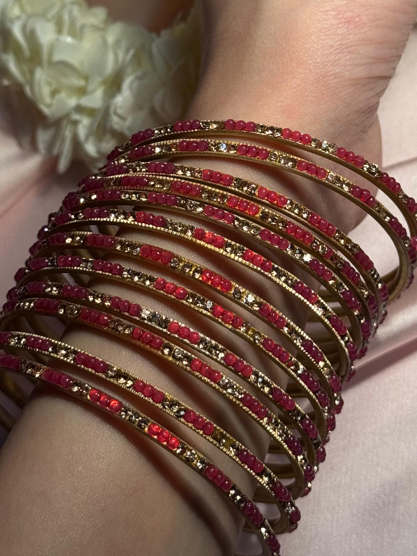 Neha Bangles (gold and hot pink)