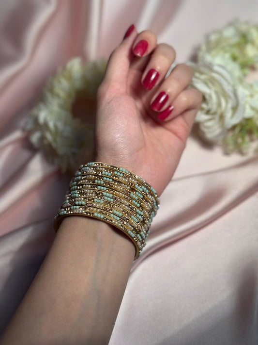 Neha Bangles (turquoise gold)