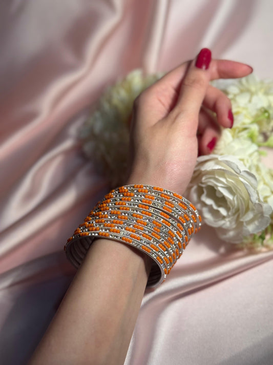 Neha Bangles (orange silver)