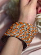 Neha Bangles (orange silver)