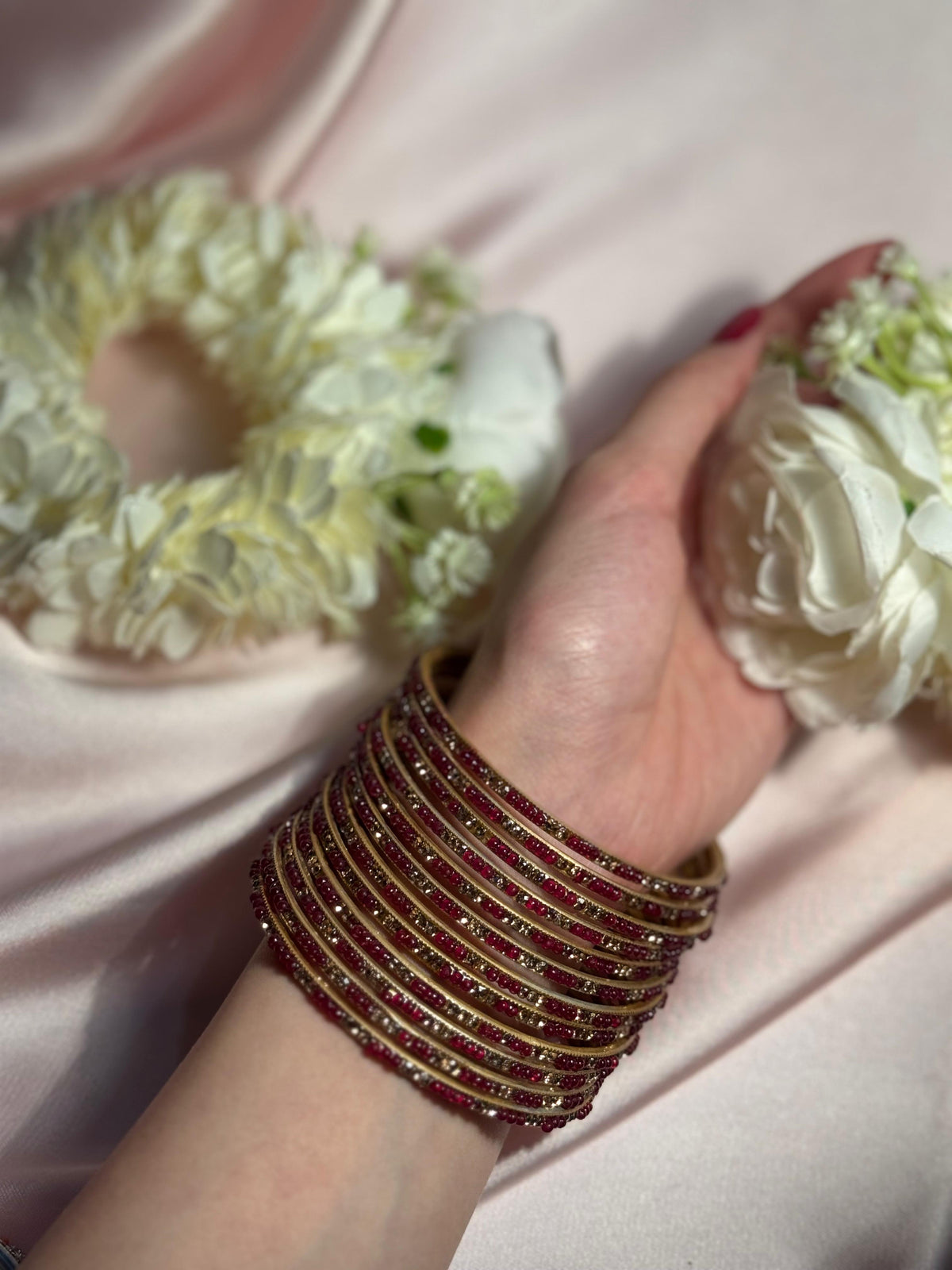 Neha Bangles (gold and coral)