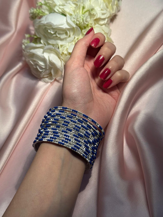 Neha Bangles (silver and blue)