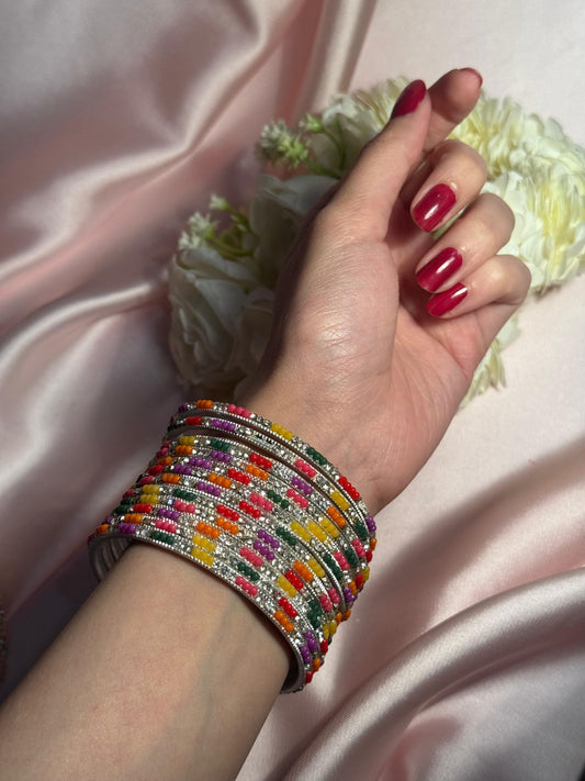 Neha Bangles (silver and multi)