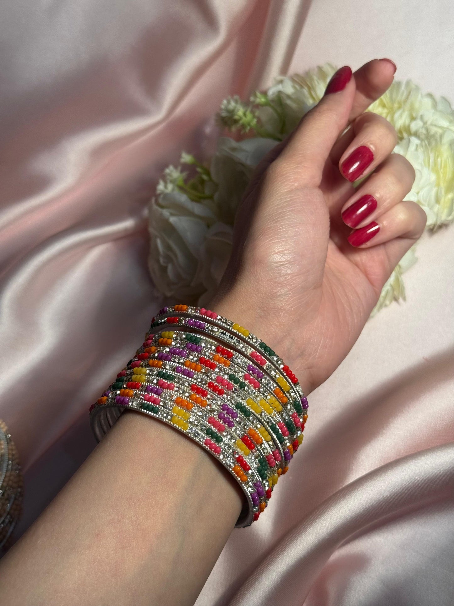 Neha Bangles (silver and multi)