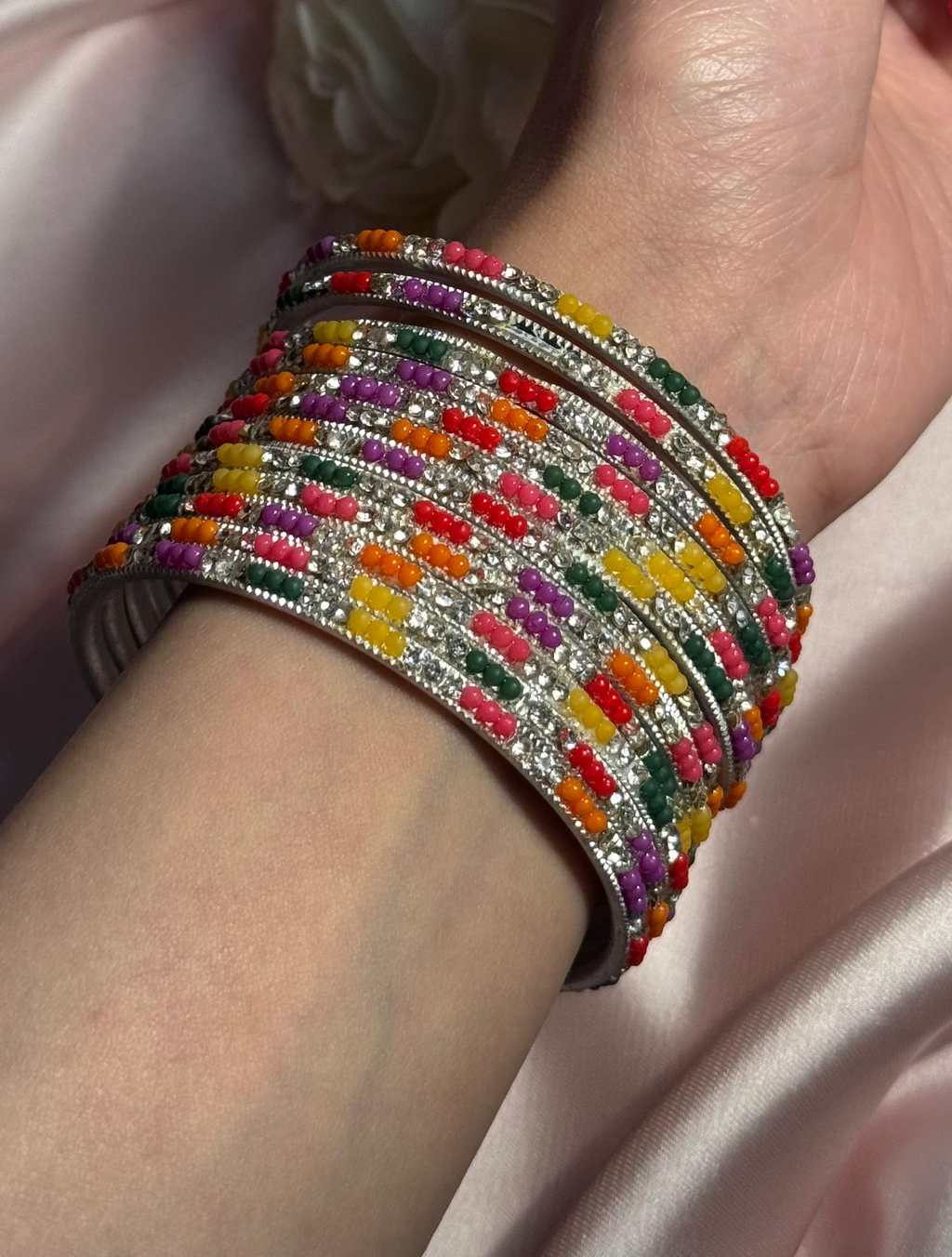 Neha Bangles (silver and multi)