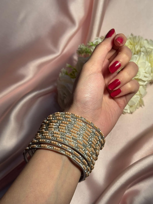 Neha Bangles (peach and silver)