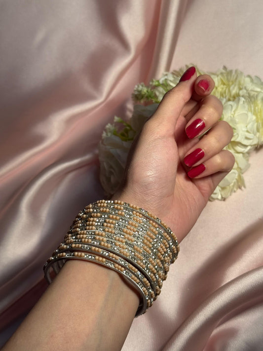 Neha Bangles (peach and silver)