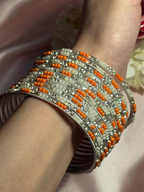 Neha Bangles (silver and orange)