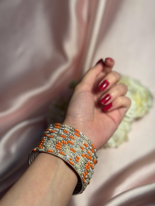 Neha Bangles (silver and orange)