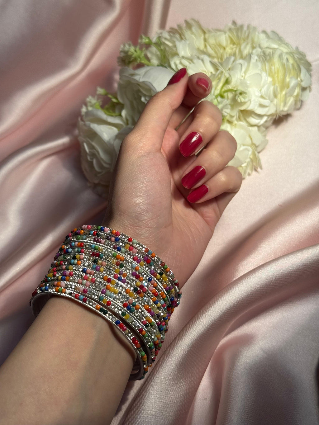 Neha Bangles (silver and multi)