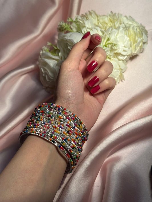 Neha Bangles (silver and multi)