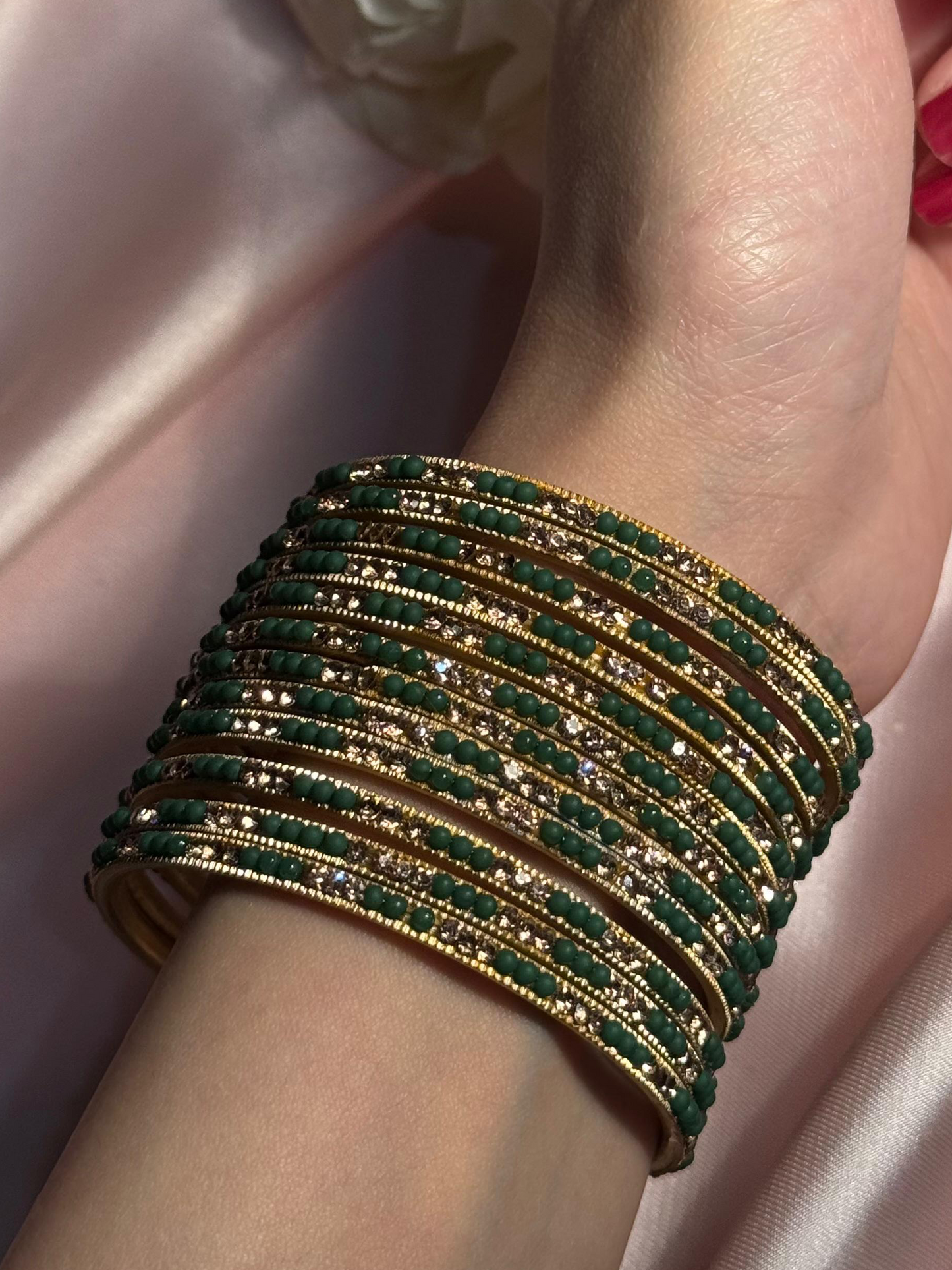 Neha Bangles (gold and green)