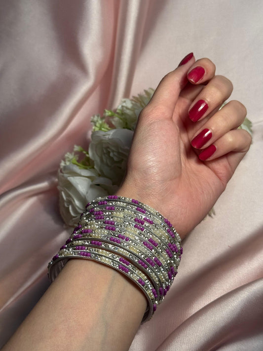 Neha Bangles (purple and silver)