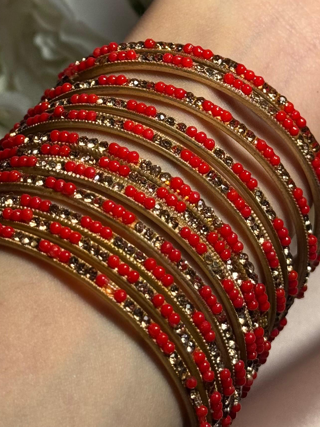 Neha Bangles (red and gold)