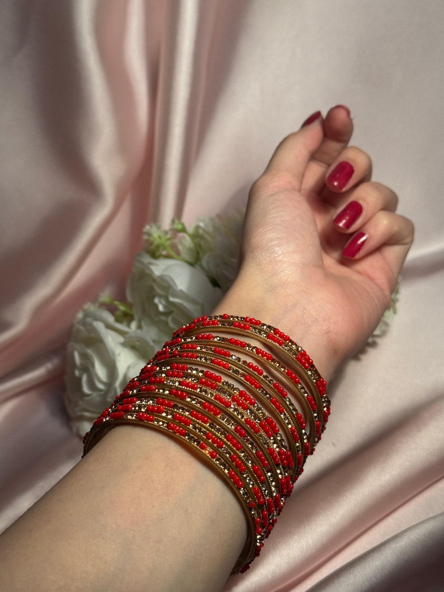 Neha Bangles (red and gold)
