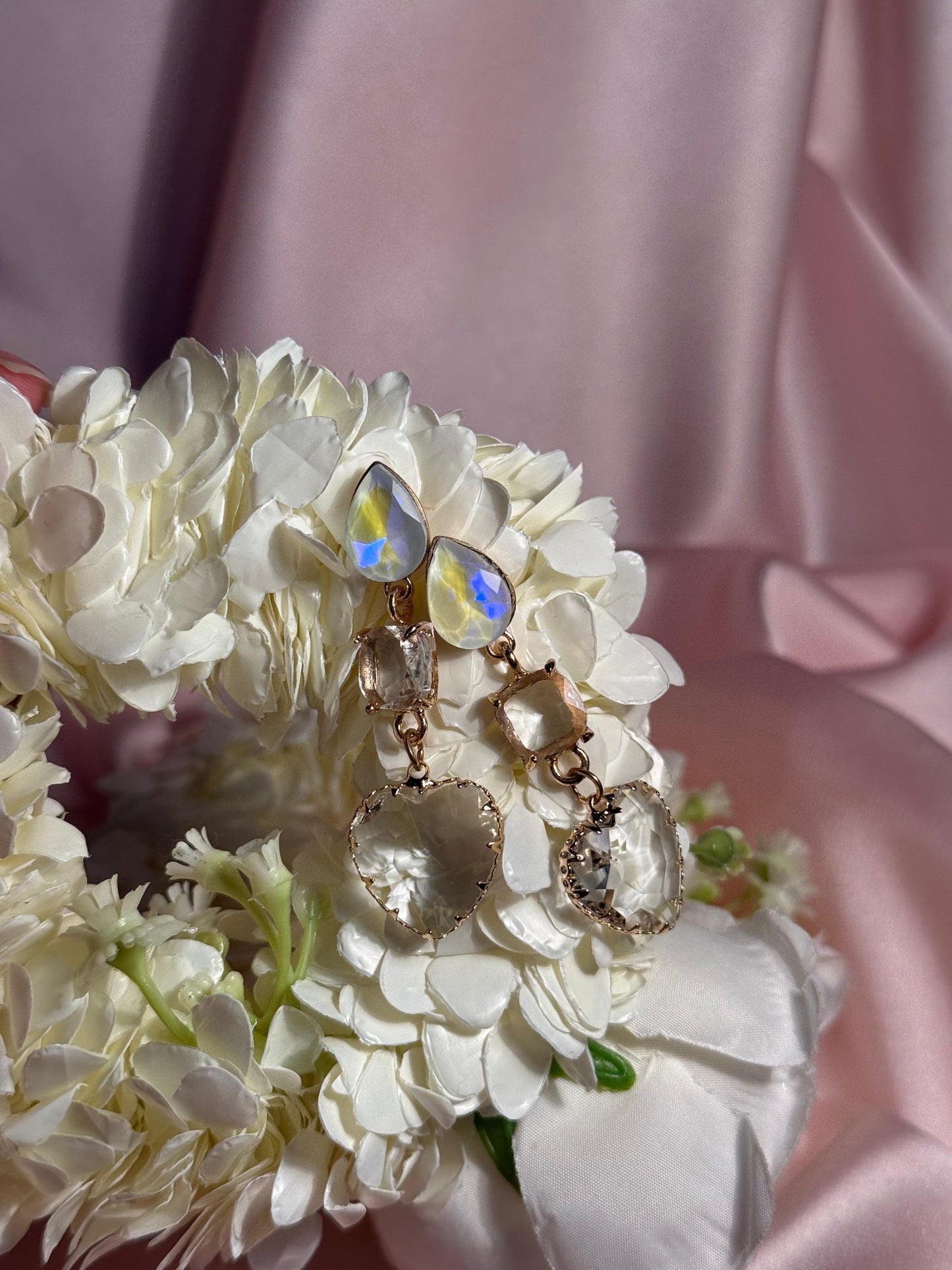 Enamel Hearts Earrings-clear