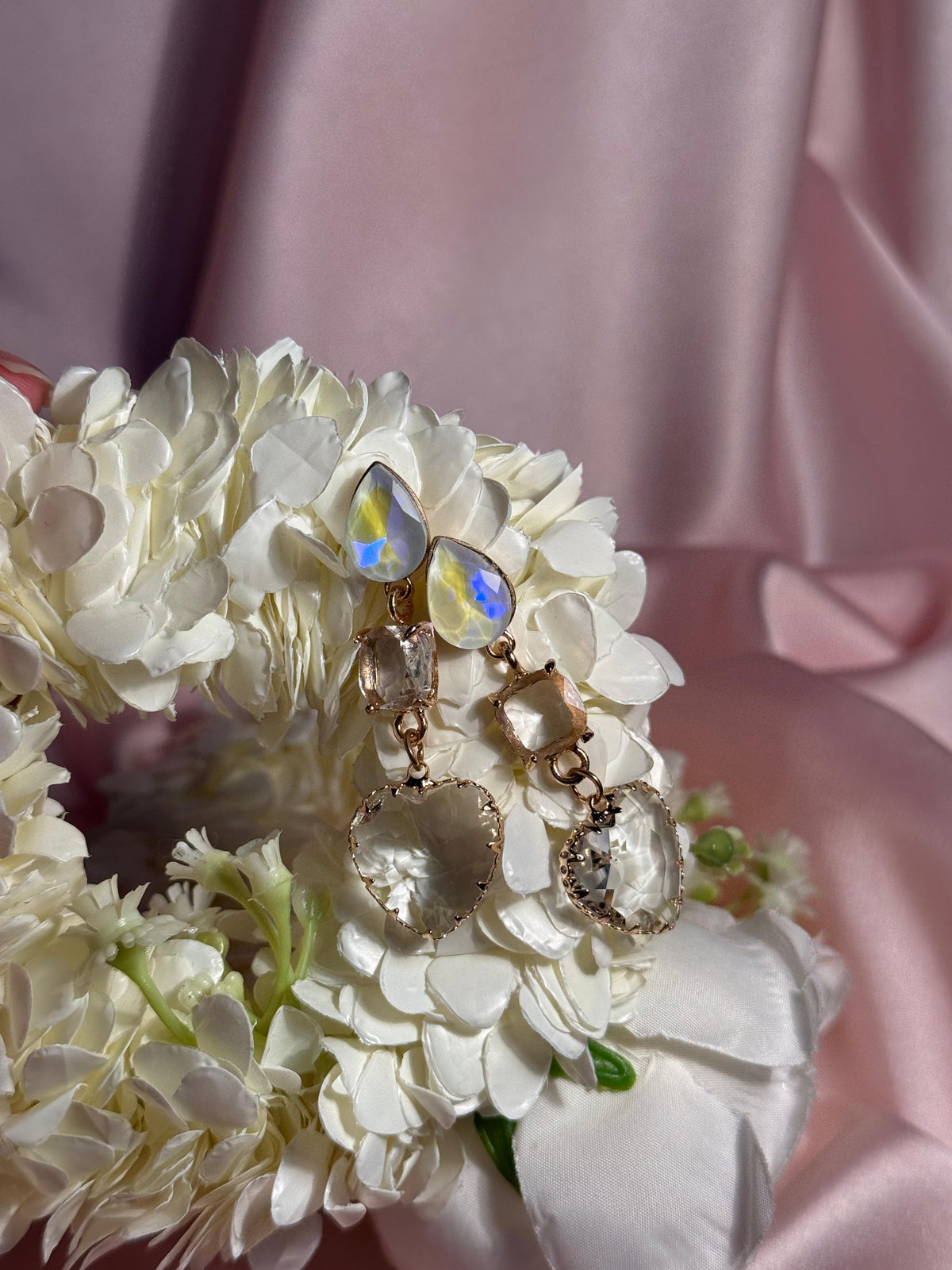 Enamel Hearts Earrings-clear