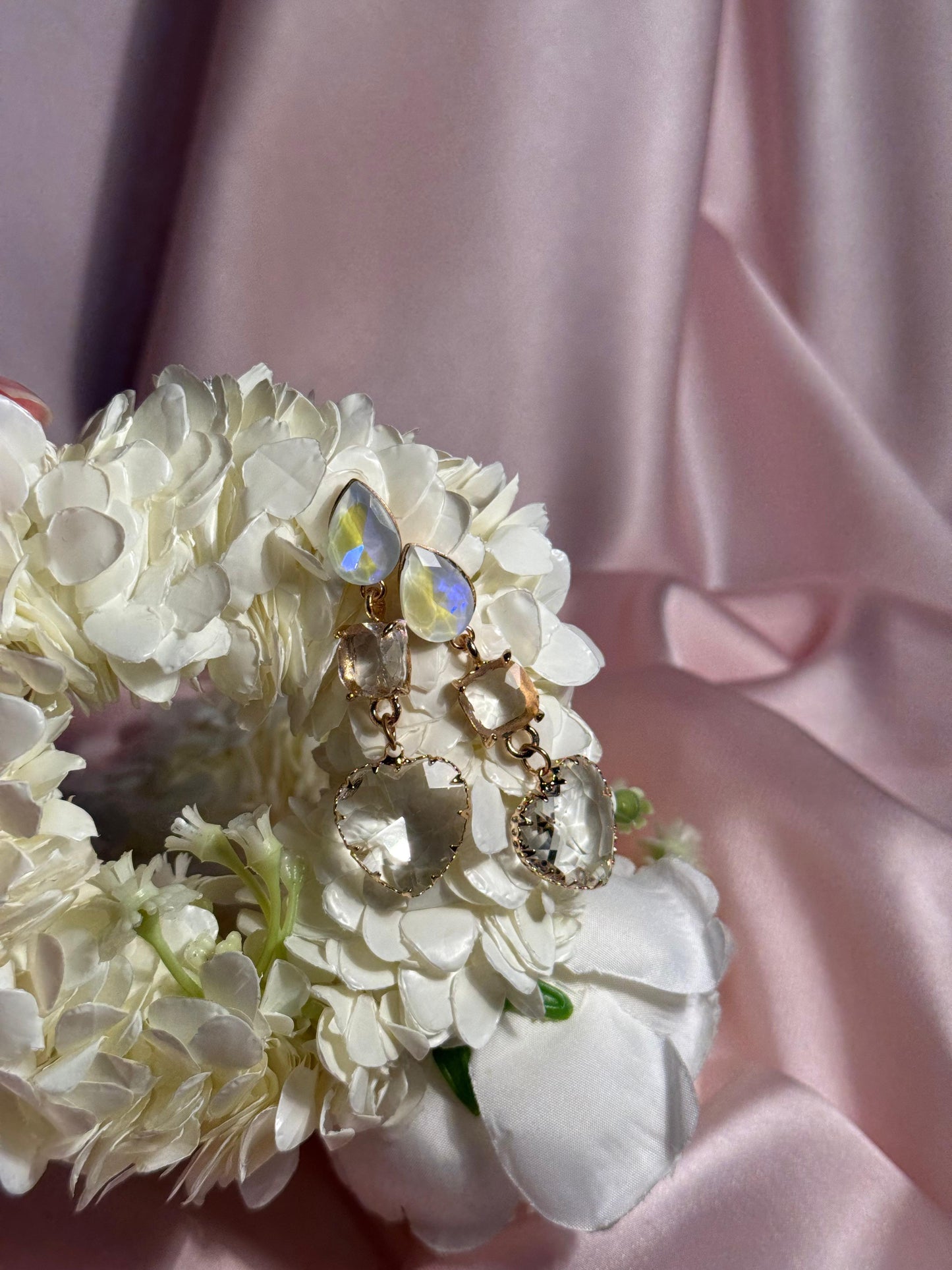 Enamel Hearts Earrings-clear