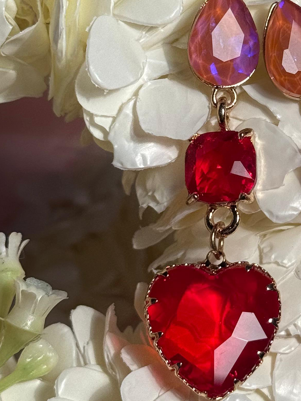 Enamel Hearts Earrings-red